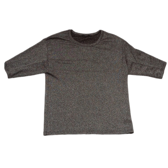 Frnch Womens Sweater Sz M/L Grey Sparkly Short Sleeve Dressy Blouse Top - Picture 1 of 8